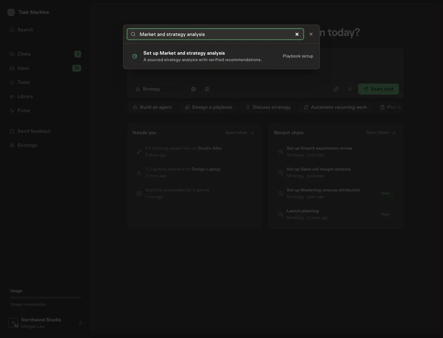The command center offering Set up Market and strategy analysis