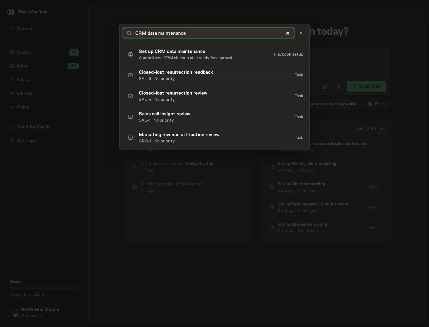 The command center offering Set up CRM data maintenance