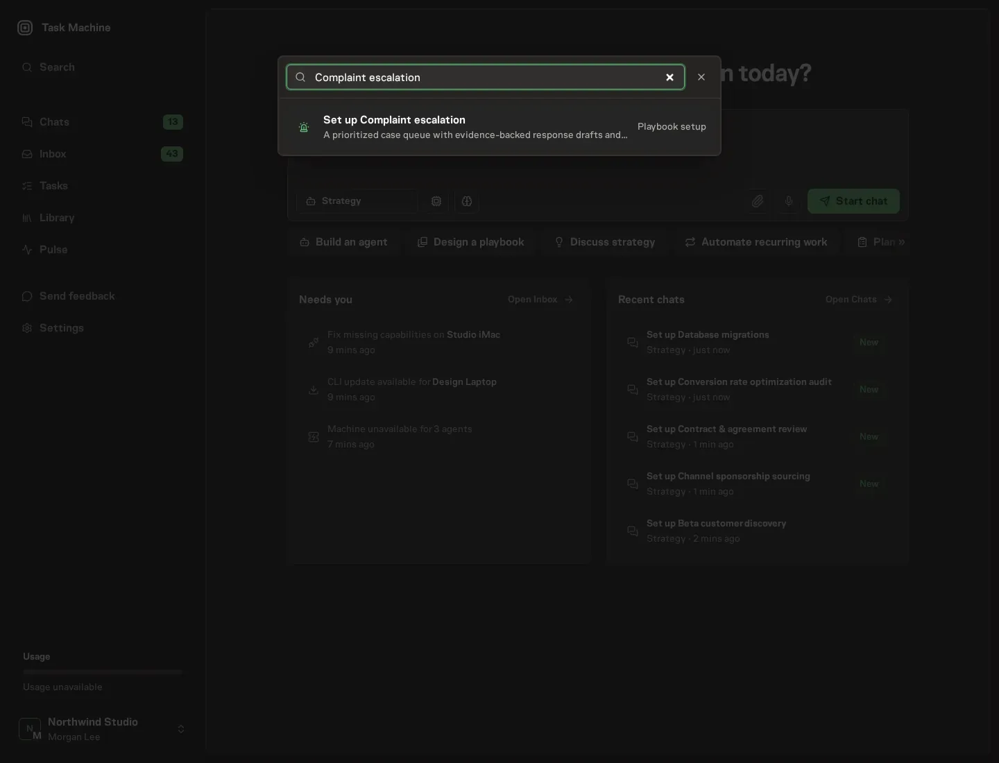 The command center offering Set up Complaint escalation