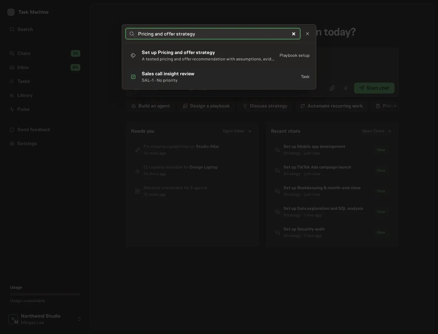 The command center offering Set up Pricing and offer strategy