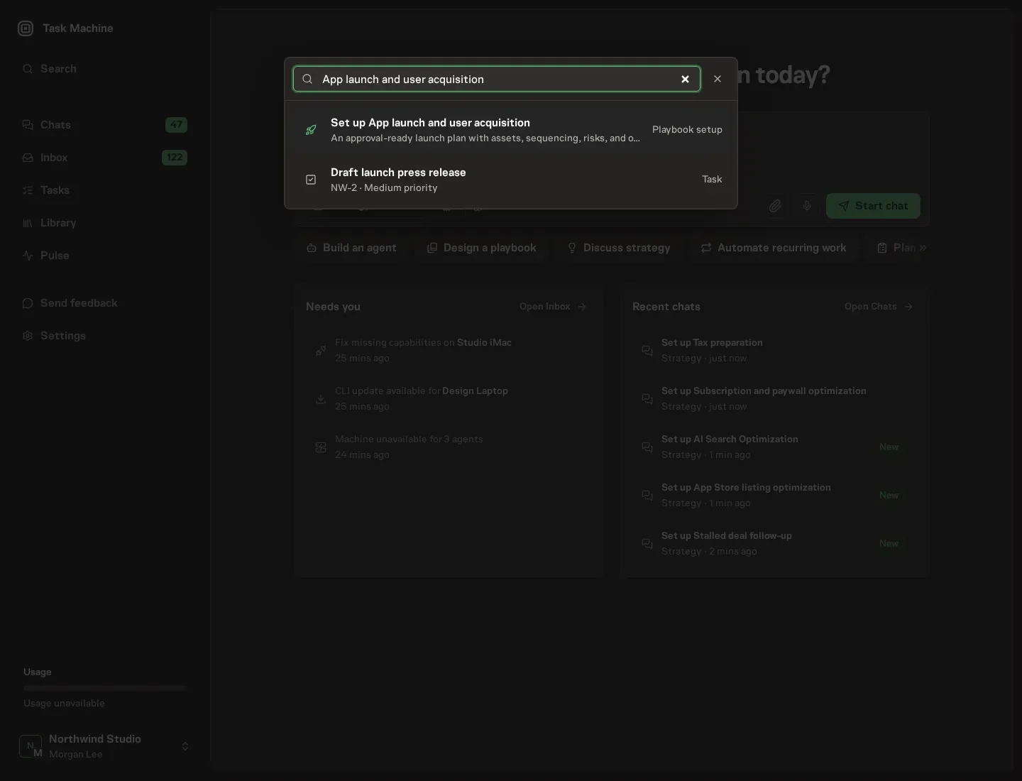 The command center offering Set up App launch and user acquisition