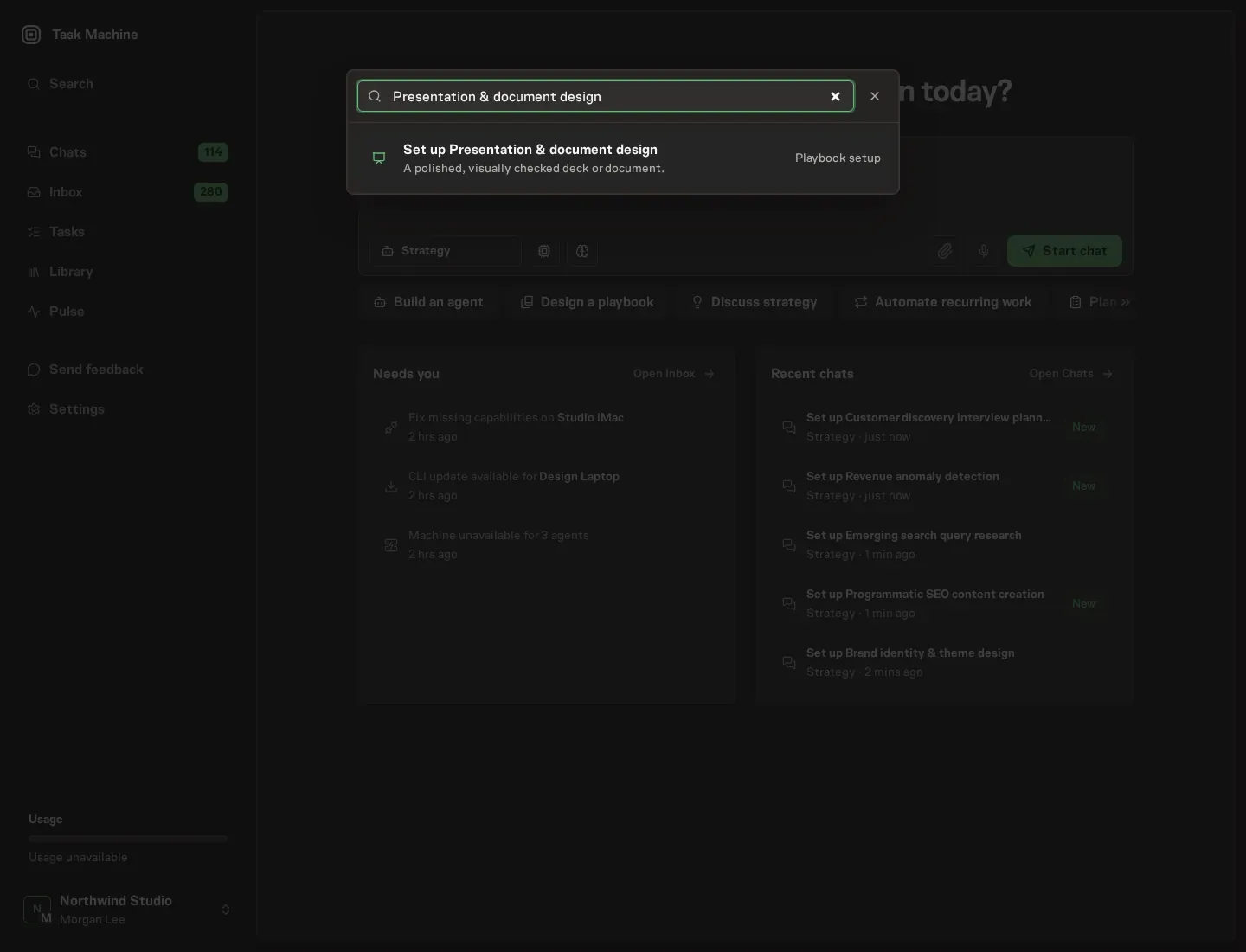 The command center offering Set up Presentation & document design