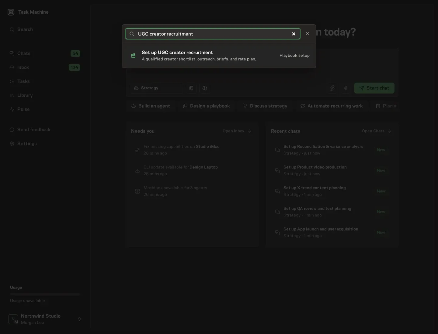 The command center offering Set up UGC creator recruitment