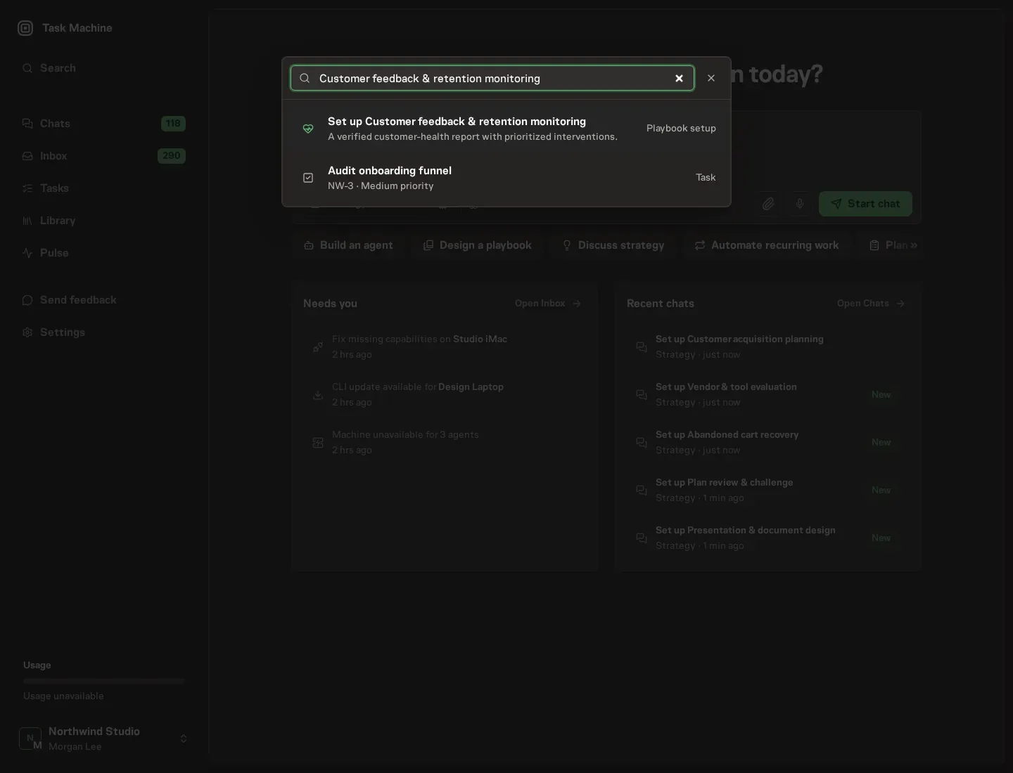 The command center offering Set up Customer feedback & retention monitoring