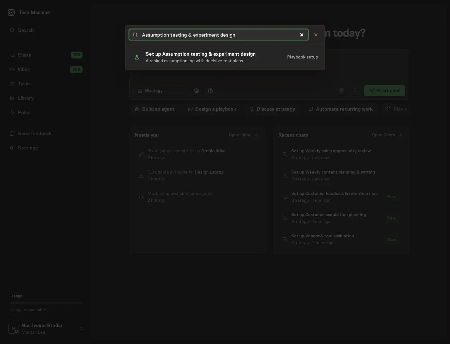 The command center offering Set up Assumption testing & experiment design