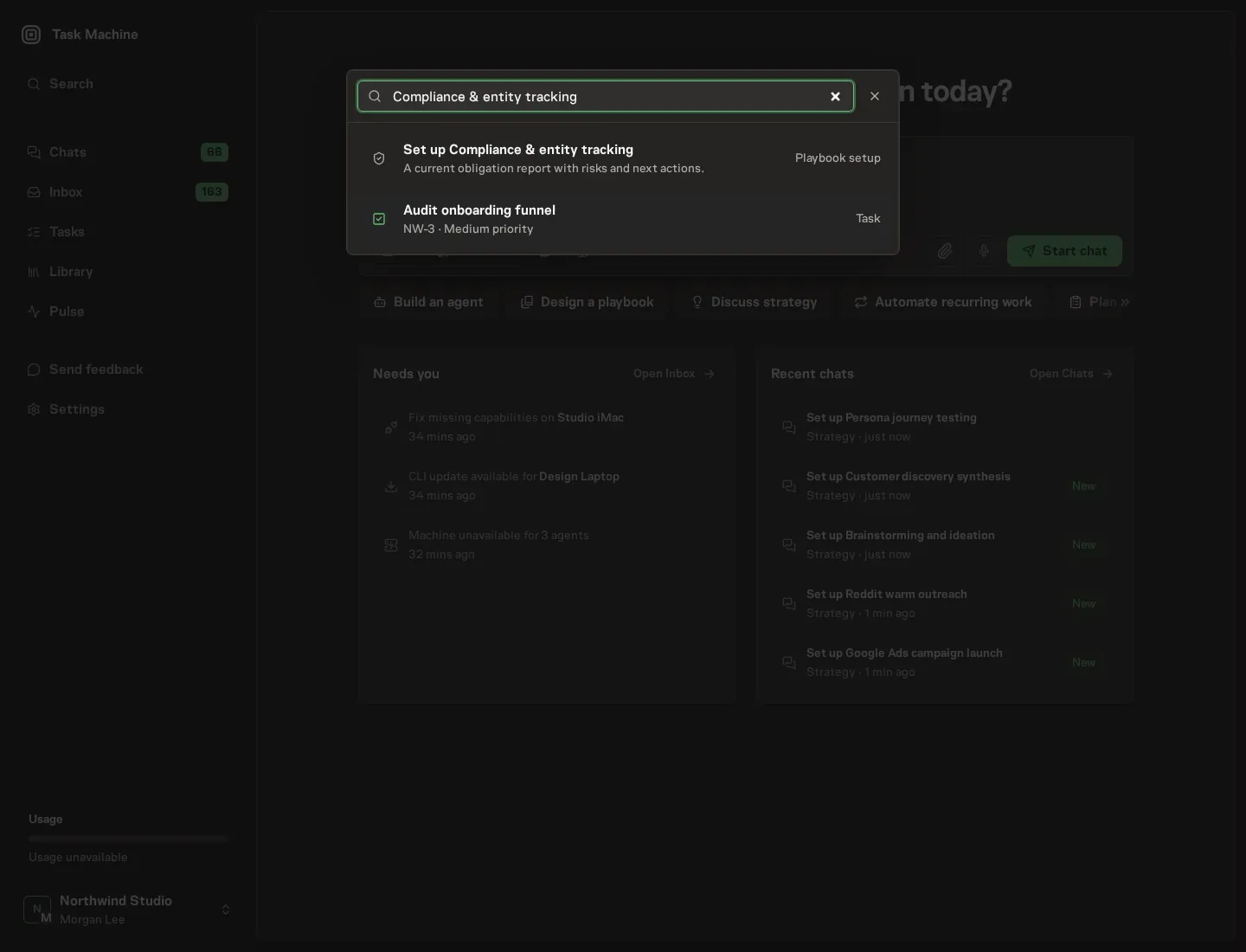 The command center offering Set up Compliance & entity tracking