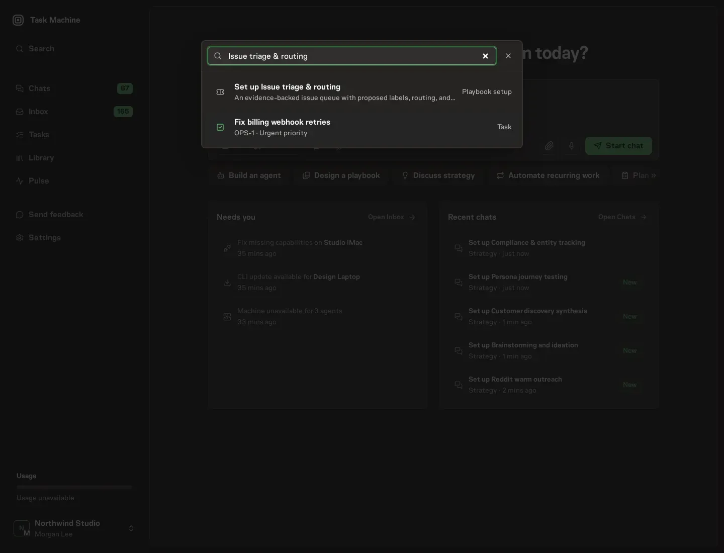 The command center offering Set up Issue triage & routing